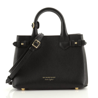 Burberry Banner Convertible Tote Leather and House Check Canvas Small