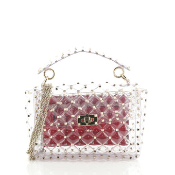 Valentino Rockstud Spike Flap Bag Quilted PVC Medium