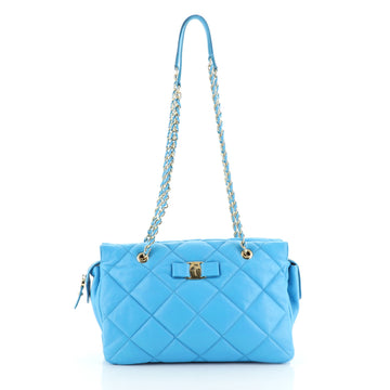 Salvatore Ferragamo Ginette Chain Shoulder Bag Quilted Leather Medium