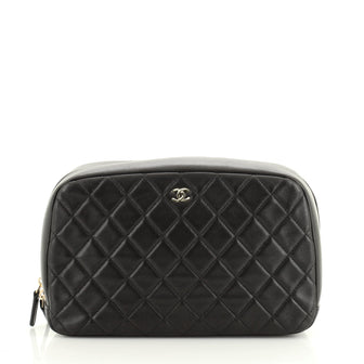 Chanel CC Cosmetic Pouch Quilted Lambskin Large