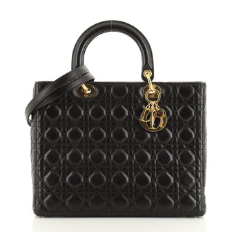 Christian Dior Vintage Lady Dior Bag Cannage Quilt Lambskin Large