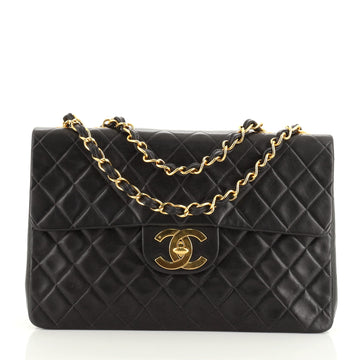 Chanel Vintage Classic Single Flap Bag Quilted Lambskin Maxi