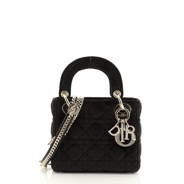 Christian Dior Lady Dior Chain Bag Cannage Quilt Velvet with Crystal Charms Mini