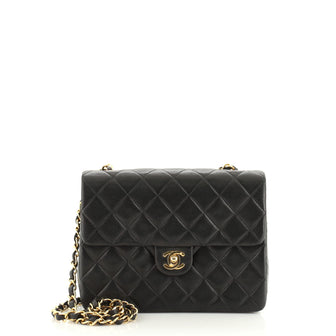 Chanel Vintage Square Classic Single Flap Bag Quilted Lambskin Mini