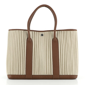 Hermes Garden Party Tote Ribbed Canvas and Leather 36