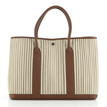 Hermes Garden Party Tote Ribbed Canvas and Leather 36