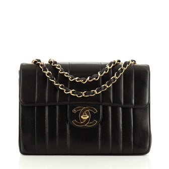 Chanel Vintage Classic Single Flap Bag Vertical Quilt Lambskin Jumbo