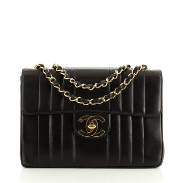 Chanel Vintage Classic Single Flap Bag Vertical Quilt Lambskin Jumbo