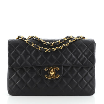 Chanel Vintage Classic Single Flap Bag Quilted Lambskin Maxi