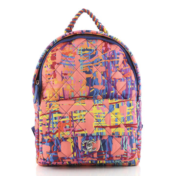 Chanel CC Pocket Backpack Quilted Printed Foulard Medium