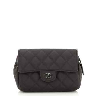 Chanel Flap Zip Cosmetic Case Quilted Nylon Small