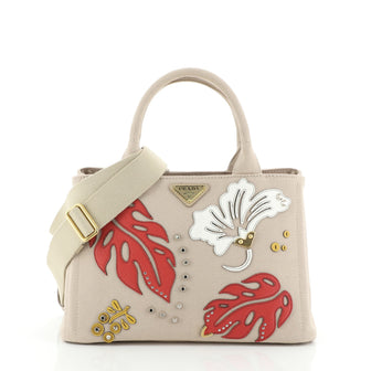 Prada Canapa Convertible Tote Canvas with Applique Mini