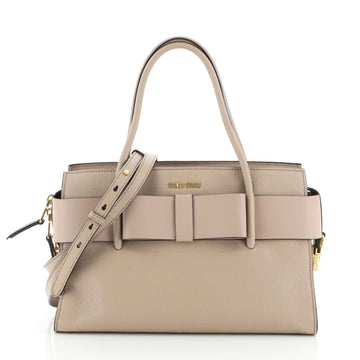 Miu Miu Madras Fiocco Bow Tote Leather Medium