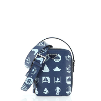 Prada Brique Crossbody Bag Printed Saffiano Leather Medium