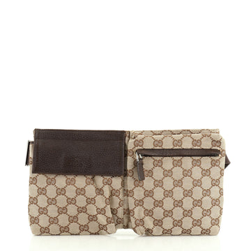 Gucci Vintage Double Belt Bag GG Canvas