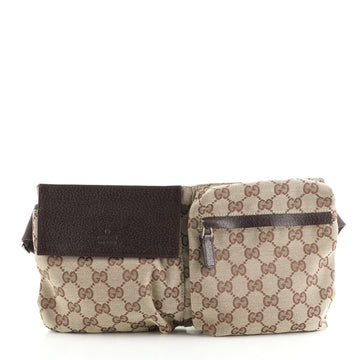 Gucci Vintage Double Belt Bag GG Canvas