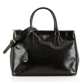 Prada Double Zip Lux Tote Vernice Saffiano Leather Medium