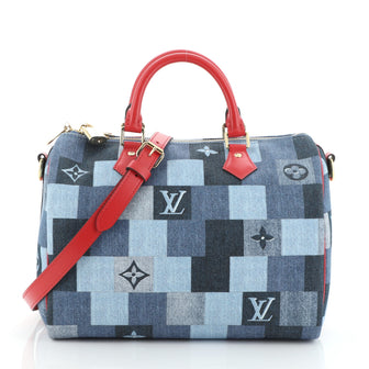 Louis Vuitton Speedy Bandouliere Bag Damier and Monogram Patchwork Denim 30
