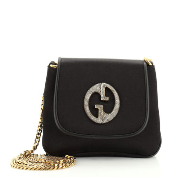 Gucci 1973 Chain Shoulder Bag Satin with Crystal Small