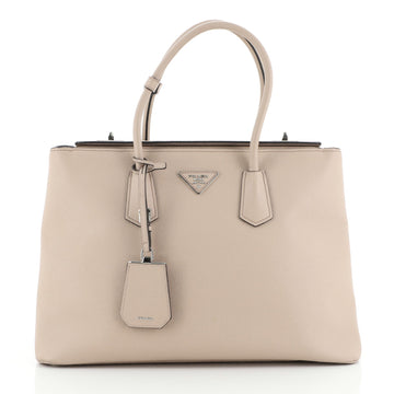 Prada Turnlock Cuir Twin Tote Saffiano Leather Medium