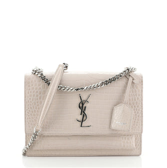 Saint Laurent Sunset Crossbody Bag Crocodile Embossed Leather Medium