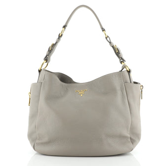 Prada Side Pocket Zip Hobo Vitello Daino Large