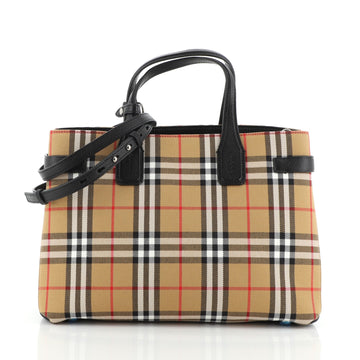 Burberry Banner Convertible Tote Vintage Check Canvas Medium