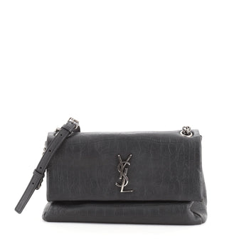 Saint Laurent West Hollywood Shoulder Bag Crocodile Embossed Leather Medium