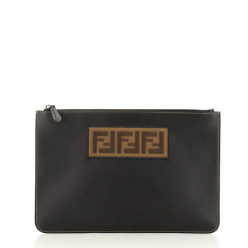Fendi Logo Pouch Leather Medium