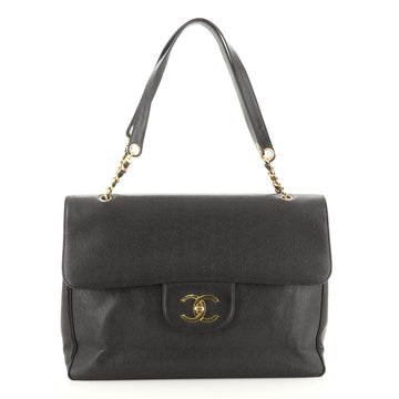 Chanel Vintage CC Flap Shoulder Bag Caviar XL