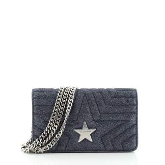 Stella McCartney Star Flap Crossbody Bag Quilted Glitter Mini