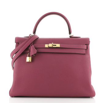 Hermes Kelly Handbag Red Togo with Gold Hardware 35