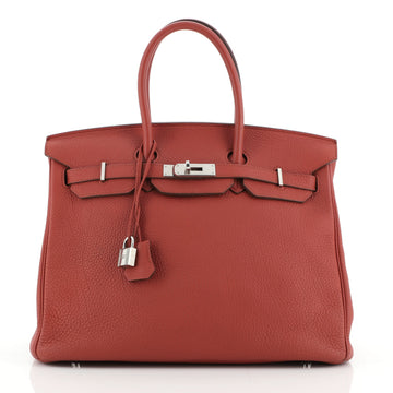 Hermes Birkin Handbag Red Togo with Palladium Hardware 35