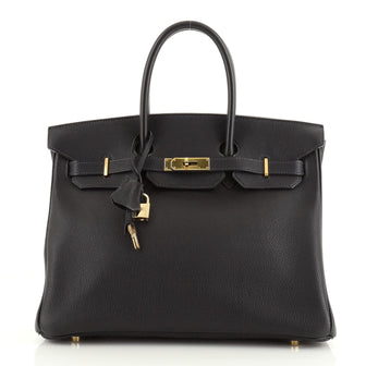 Hermes Birkin Handbag Blue Togo with Gold Hardware 35
