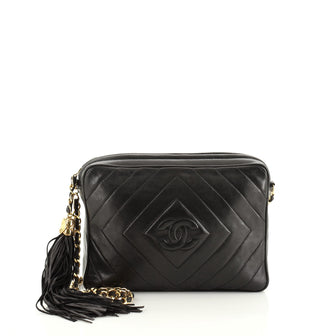 Chanel Vintage Diamond CC Camera Bag Quilted Leather Medium