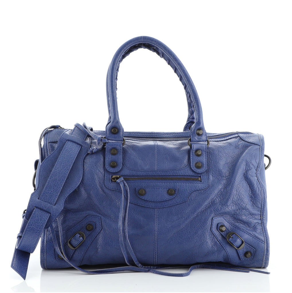 Balenciaga Twiggy Classic Studs Bag Leather Maxi Blue 5730025