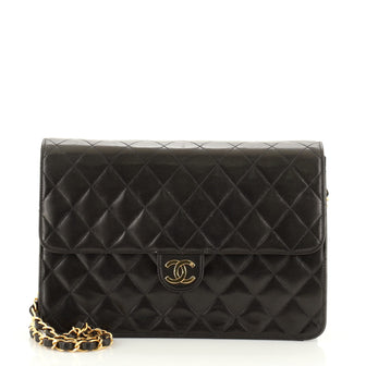 Chanel Vintage Clutch with Chain Quilted Leather Medium