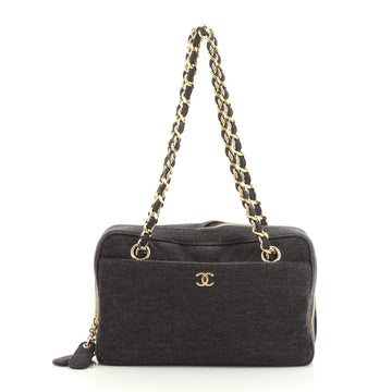 Chanel Vintage CC Camera Bag Chevron Jersey Small
