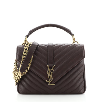 Saint Laurent Classic Monogram College Bag Matelasse Chevron Leather Medium