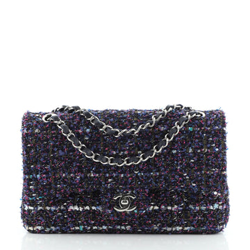 Chanel Classic Double Flap Bag Quilted Tweed and Ribbon Medium