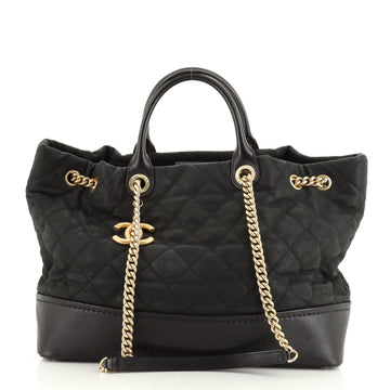 Chanel Globetrotter Drawstring Shopping Tote Quilted Iridescent Caviar Large