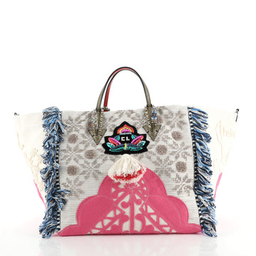 Christian Louboutin Caba Tote Motif Embroidered Jacquard Large