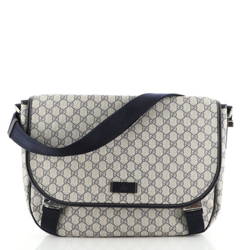 Gucci Double Buckle Messenger Bag GG Coated Canvas Large