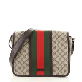 Gucci Web Flap Messenger Bag GG Coated Canvas Medium