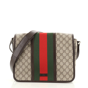 Gucci Web Flap Messenger Bag GG Coated Canvas Medium