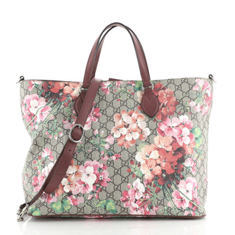 Gucci Convertible Soft Tote Blooms Print GG Coated Canvas Medium