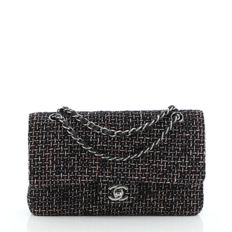 Chanel Vintage Classic Double Flap Bag Quilted Tweed Medium
