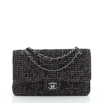 Chanel Vintage Classic Double Flap Bag Quilted Tweed Medium