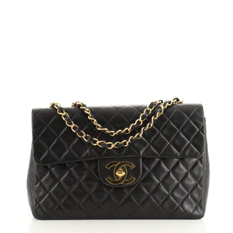 Chanel Vintage Classic Single Flap Bag Quilted Lambskin Maxi