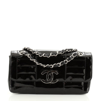 Chanel Vintage CC Flap Bag Horizontal Quilted Patent East West